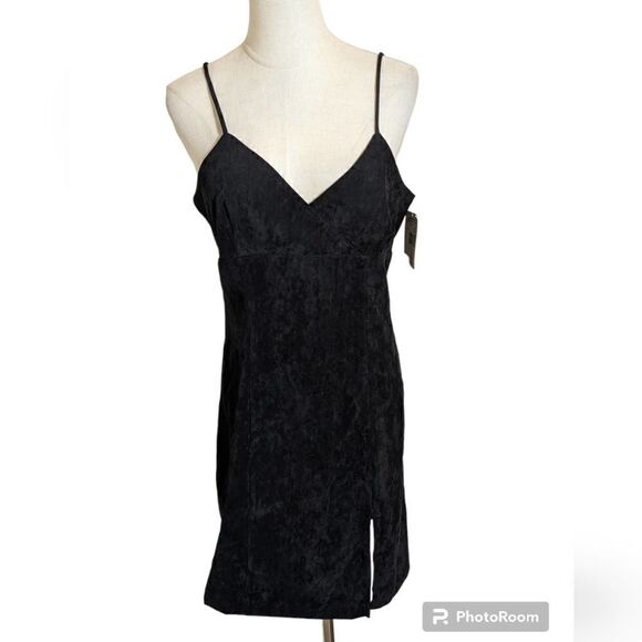 NWT No Boundaries Y2K Black Faux Suede Dress - Picture 1 of 5